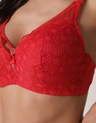 love magnolia Sutien Roșu Dantelat Decorat cu Inimă de Zirconiu Galirope