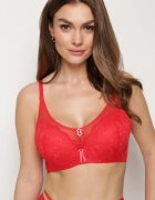 love magnolia Sutien Roșu Full Cup cu Dantelă și Catarame Metalice cu Zirconii Cindella