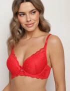love magnolia Sutien Roșu Push Up cu Decorațiuni din Dantelă Liobelle