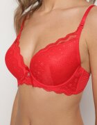 love magnolia Sutien Roșu Push Up cu Decorațiuni din Dantelă Liobelle