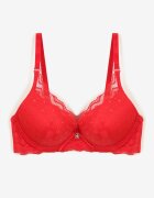 love magnolia Sutien Roșu Push Up cu Decorațiuni din Dantelă Liobelle