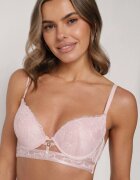 love magnolia Sutien Roz Clasic Decorat cu Dantelă și Aplicație Metheis