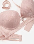 love magnolia Sutien Roz Clasic Decorat cu Dantelă și Aplicație Metheis