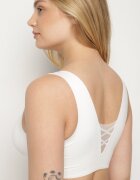 love magnolia Sutien sport alb cu plasă și decor corset Saliatessa