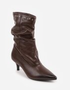lovery Botine plisate cu toc mic decorate cu strasuri Estorie Maro