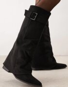 lovery Cizme cu toc Boho în stil biker decorate cu carâmb răsucit și cataramă Ahlia Negre