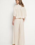 lovery Compleu Bej Din Viscoză Oversize Cămașă Cu Mânecă Scurtă Și Pantaloni Dovilissea
