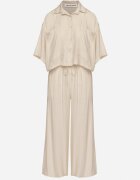lovery Compleu Bej Din Viscoză Oversize Cămașă Cu Mânecă Scurtă Și Pantaloni Dovilissea
