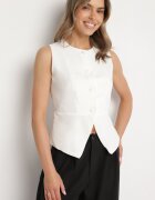 lovery Compleu de costum Alb-Negru Vestă și Pantaloni cu Croială Largă Zivarelle