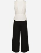 lovery Compleu de costum Alb-Negru Vestă și Pantaloni cu Croială Largă Zivarelle