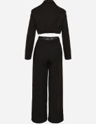 lovery Compleu Negru Sacou Scurt cu Cupe Întărite și Pantaloni Largi Liozana
