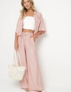 lovery Compleu Viscoză Roz închis Oversize Cămașă cu Mânecă Scurtă și Pantaloni Dovilissea