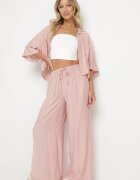 lovery Compleu Viscoză Roz închis Oversize Cămașă cu Mânecă Scurtă și Pantaloni Dovilissea