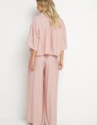lovery Compleu Viscoză Roz închis Oversize Cămașă cu Mânecă Scurtă și Pantaloni Dovilissea