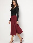 lovery Fustă Bordeaux Clasică Plisată cu elastic în talie Valentha
