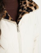 lovery Geacă Puffer Bej Reversibilă cu Matlasare și Blană Leopard Selinnia