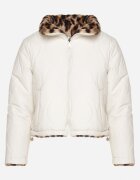 lovery Geacă Puffer Bej Reversibilă cu Matlasare și Blană Leopard Selinnia