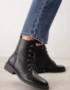 lovery Ghete cu șireturi cu toc plat și perforație decorativă Zuriela Negre