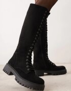 lovery Ghete tip workery cu textură de piele întoarsă pe talpă cu profil Olija Negre