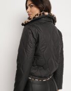 lovery Jachetă Puffer Neagră Reversibilă cu matlasare și blană leopard Selinnia