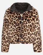 lovery Jachetă Puffer Neagră Reversibilă cu matlasare și blană leopard Selinnia
