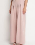 lovery Pantaloni de costum roz din viscoză cu croială largă cu cordon Ravilis