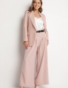 lovery Pantaloni de costum roz din viscoză cu croială largă cu cordon Ravilis