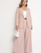 lovery Pantaloni de costum roz din viscoză cu croială largă cu cordon Ravilis