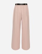 lovery Pantaloni de costum roz din viscoză cu croială largă cu cordon Ravilis