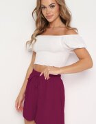 lovery Pantaloni scurți Mov închis Largi cu talie înaltă și elastic în talie Vimarias