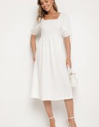 lovery Rochie Albă Cloche cu Mâneci Bufante Kolireva