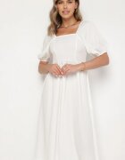 lovery Rochie Albă Cloche cu Mâneci Bufante Kolireva