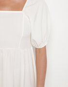 lovery Rochie Albă Cloche cu Mâneci Bufante Kolireva