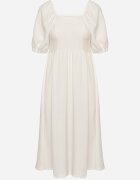 lovery Rochie Albă Cloche cu Mâneci Bufante Kolireva