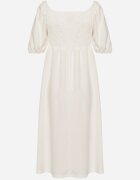 lovery Rochie Albă Cloche cu Mâneci Bufante Kolireva