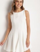 lovery Rochie Albă Evazată Decorată Cu Cusături Evinini