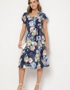 lovery Rochie albastră florală cu decolteu petrecut Atorina