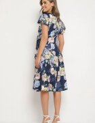 lovery Rochie albastră florală cu decolteu petrecut Atorina