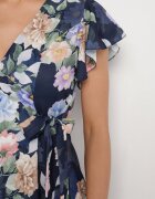 lovery Rochie albastră florală cu decolteu petrecut Atorina
