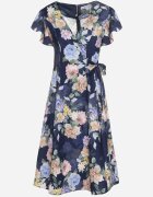 lovery Rochie albastră florală cu decolteu petrecut Atorina