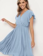 lovery Rochie Albastru deschis Plisată cu Decolteu petrecut și Elastic în talie Waretta