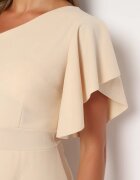 lovery Rochie bej cocktail asimetrică pe un umăr cu volane Vimilora