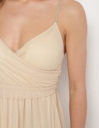 lovery Rochie Bej de Cocktail cu Plasă de Tul Devinae