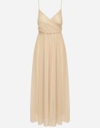 lovery Rochie Bej de Cocktail cu Plasă de Tul Devinae