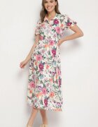 lovery Rochie Bej deschis Evazată stil cămașă cu curea cu imprimeu floral Fevelorine