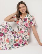 lovery Rochie Bej deschis Evazată stil cămașă cu curea cu imprimeu floral Fevelorine