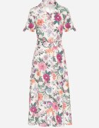 lovery Rochie Bej deschis Evazată stil cămașă cu curea cu imprimeu floral Fevelorine