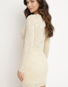 lovery Rochie Bej Din Dantelă Mini Cu Decolteu Petrecut Irielle