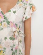 lovery Rochie Bej Florală cu Decolteu Petrecut Atorina