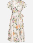 lovery Rochie Bej Florală cu Decolteu Petrecut Atorina